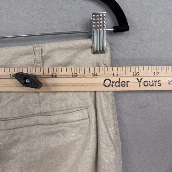 Alice + Olivia Pants Womens 4 Cargo Cropped Shimmer Coated Linen Blend Stretch - Picture 9 of 13